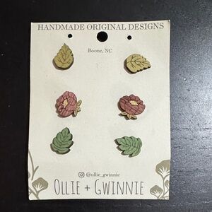 Floral Hair Clips - Pink and Green